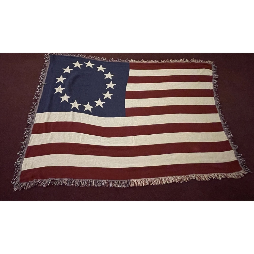 Goodwin Weavers Betsy Ross 13 Star American Woven Tapestry Throw Blanket Cotton